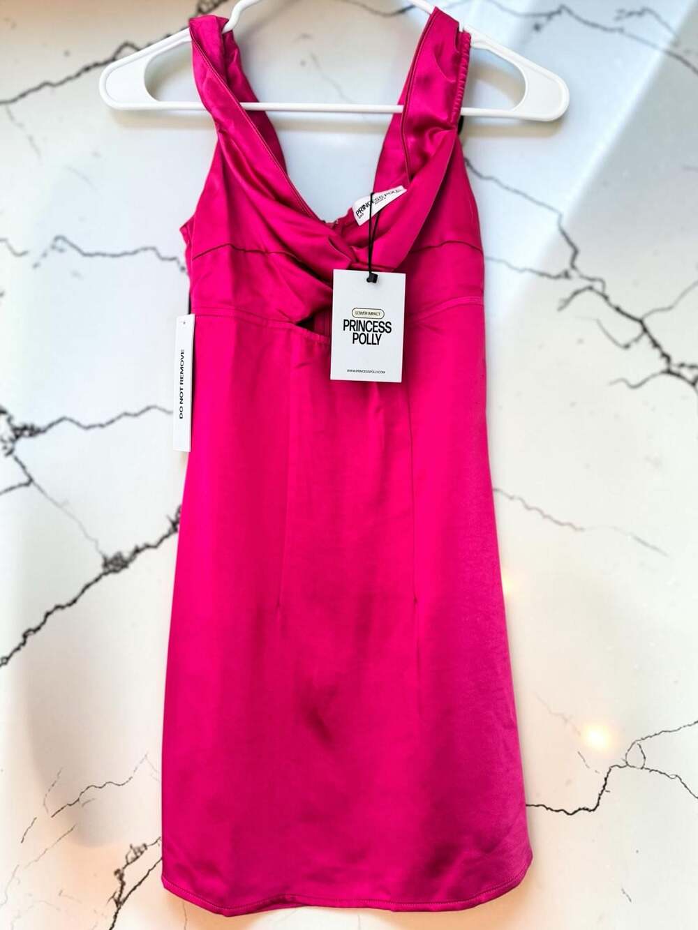 Princess Polly Suzu Fuchsia Cowl Neck Halter Mini Dress